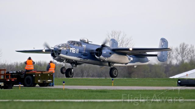 North American TB-25 Mitchell (N5865V) - B-25J-30 (PBJ) Semper Fi (SN 44-30988) during its takeoff roll on Rwy 20 for a flight to Wright Field on 4.17.17. The event was the 75th anniversary of the Doolittle Raid and was held at Wright-Patterson AFB.