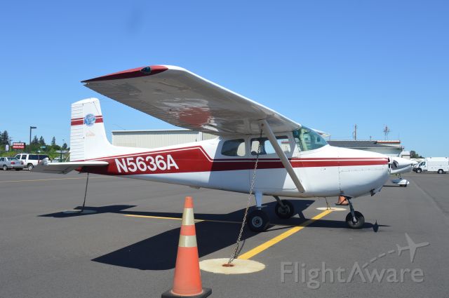Cessna Skyhawk (N5636A) - Parked on the ramp at Albany (S12). A true, vintage Cessna 172! Currently leased to Infinite Air Center for flight training.
