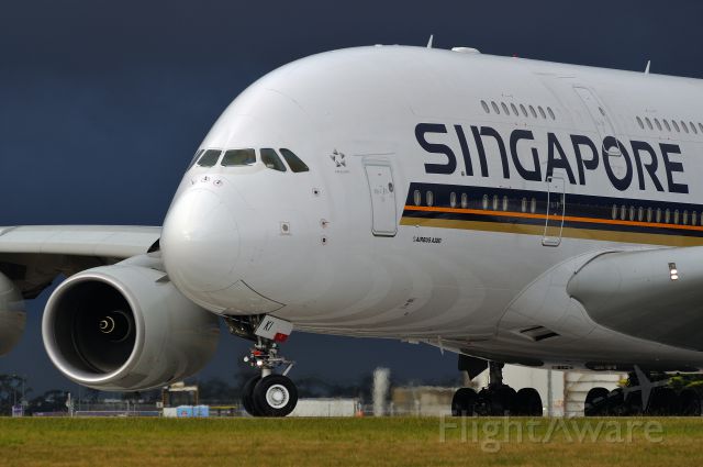 Airbus A380-800 (9V-SKI) - Singapore Airlines flight SQ224 Lining up Runaway 34 at Melbournes Tullamarine Airport runway 34 about to depart for Singapores Changi Airport.