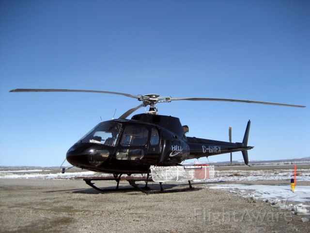 Eurocopter AS-350 AStar (C-GHEX) - C-GHEX, Héli-Express Astar 350 B-2 on the ground in Némiscau, Québec, waiting for its passengers to show up - April 2011