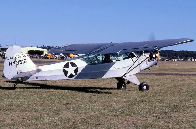 Piper L-21 Super Cub (N43518) - Imported PA18 at Maitland NSW on 12 June 1988 photo by Bob Livingstone. Was not Australian registered until February 2018 assume this after a long restoration.