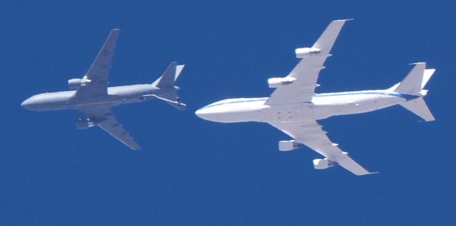 1846046 — - KC-46A 18-46046 at 25,000' MSL over Lone Pine, California on February 19, 2021.  I wasn't receiving ADS-B from the white 747-derived plane.