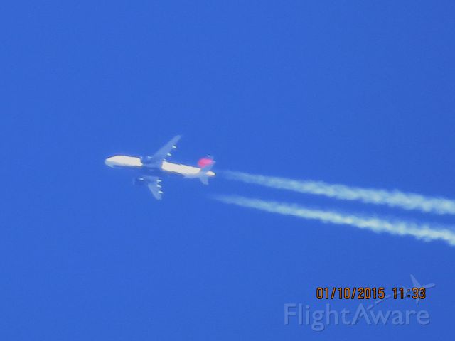 Airbus A319 (N302NB) - Delta Airlines flight 1467 from ATL to BZN over Southeastern Kansas at 36,000 feet.
