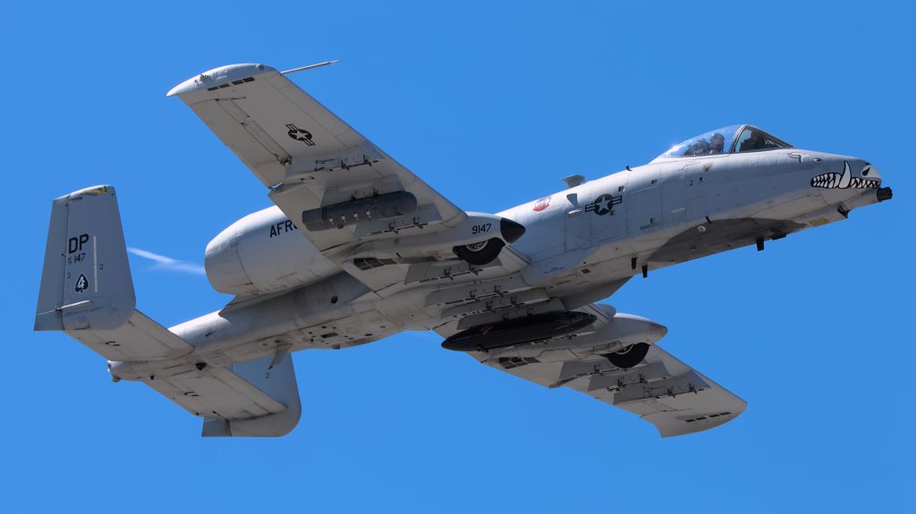 Fairchild-Republic Thunderbolt 2 (79-0147) - An A-10C Warthog flies over Palm Springs Air Museum before arriving for a celebration of the type's fiftieth birthday.