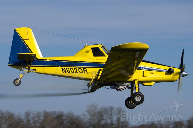 AIR TRACTOR AT-602 (N602GR) - Covering some winter wheat, near Wynne, AR. March 2013