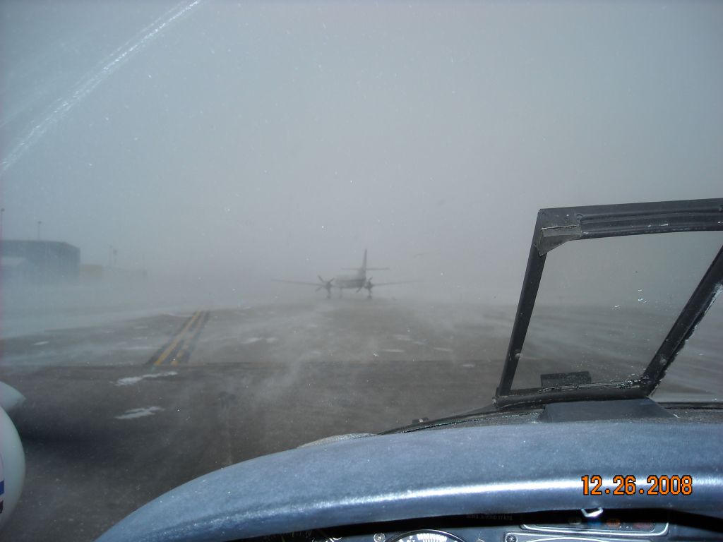 Piper Seneca (N34KG) - Taxiing out at KRAP; weather was also KRAP!!