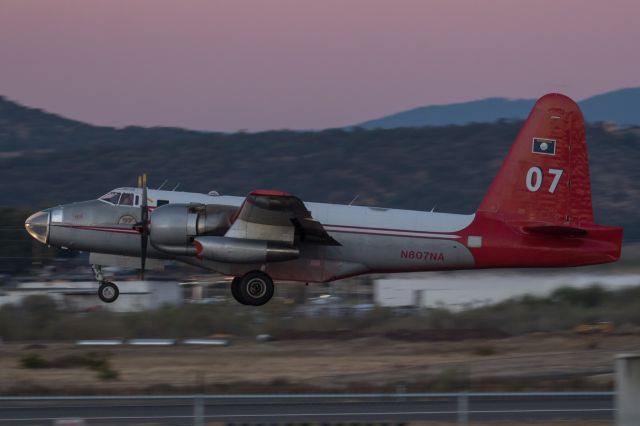 Lockheed P-2 Neptune (N807NA) - Late departure for the Gap Fire August 27th, 2016.