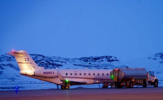 IAI Gulfstream G100 (N280EX) - Very cold Night. 40Klm winds at -8 in Iqaluit, Nunavut