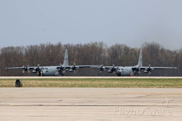 Lockheed C-130 Hercules (74-1666) - A pair of Lockheed Martin C-130H Hercules lined up and waiting to depart RWY 23 on 18 Apr 2019. Seen from left to right is 74-1666, 179th AW and 88-4405, 189th AW.