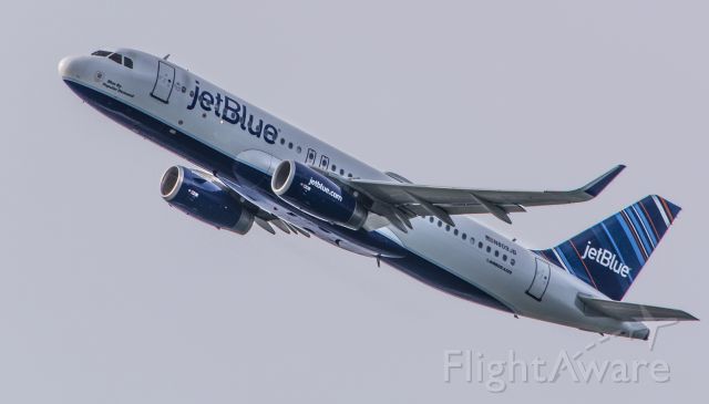 Airbus A320 (N809JB) - Blue by Popular Demand over South Boston