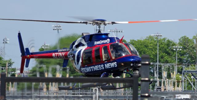 Bell 407 (N77NY) - LINDEN AIRPORT-LINDEN, NEW JERSEY, USA-JULY 13, 2022: A news helicopter from one of the local New York City television stations is seen by RF at approximately 1534 hrs.