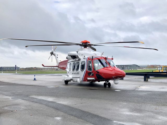 AgustaWestland AW189 (G-MCGW) - HM Coastguard AW189 on the ground at Farnborough positioned outside the conference centre on Tuesday 5th November 2019 at the time of the Vertical Flight conference. 