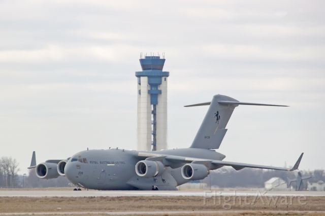 Boeing Globemaster III (A41209) - Royal Australian Air Force C-17 picking up Sonobouys from Ft. Wayne IN April 5, 2014