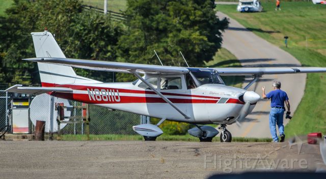 Cessna Skyhawk (N8811U) - This shot really gives the perspective of the Vinton County Airport. It sits on top of a hill, so the road to the airport is well below the airfield elevation. It really provides for an interesting shot.