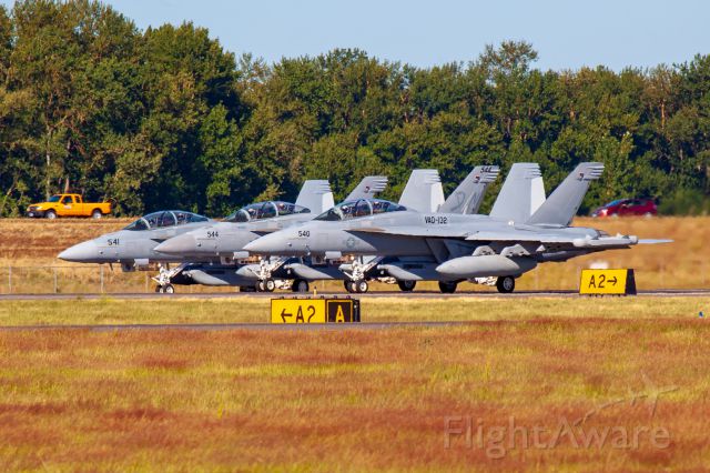 McDonnell Douglas FA-18 Hornet — - Three growlers of the VAQ-132 line up for a departure outta PDX.