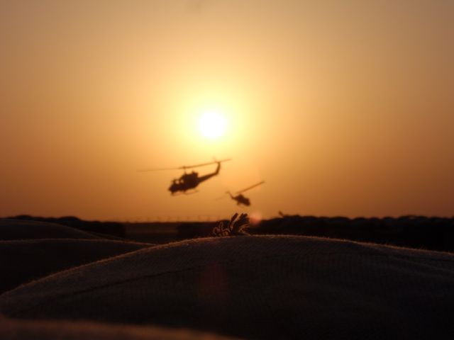 — — - Mixed flight, UH-1/AH-1, departing Al Taqaddum, Iraq.
