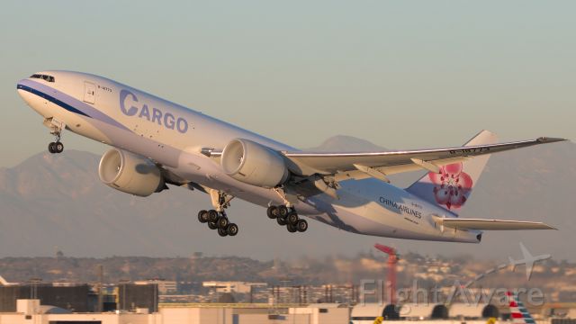 B-18773 — - A China Airlines Cargo 777-F departing Los Angeles International at sunset. 