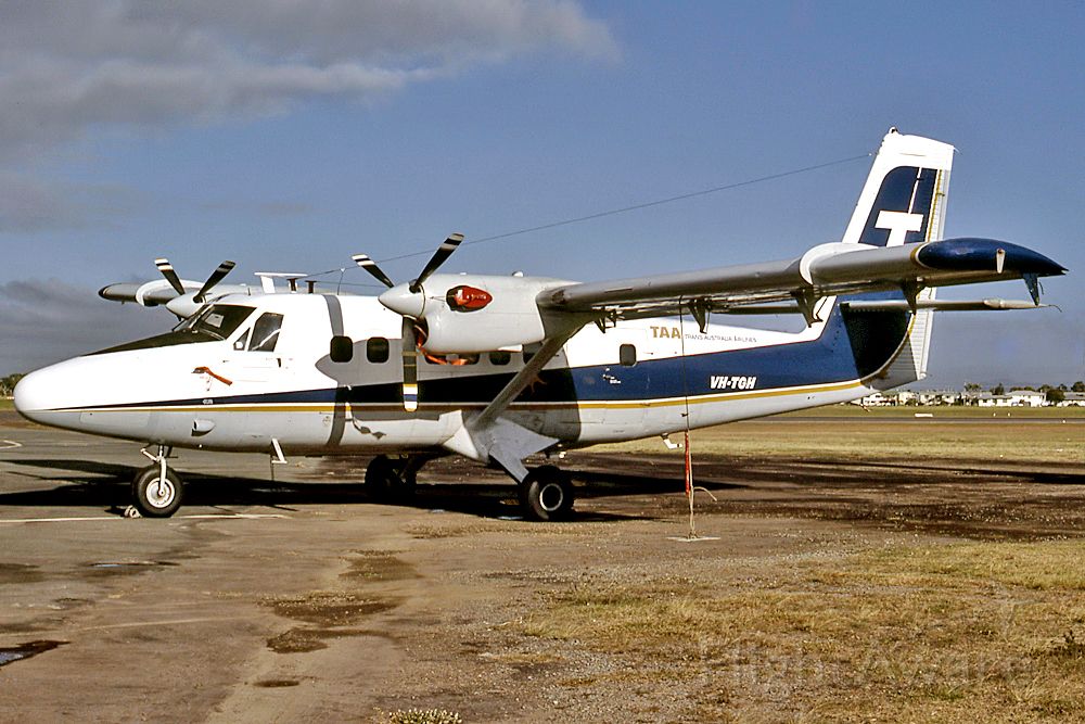 VH-TGH — - TRANS AUSTRALIA AIRLINES - DHC-6-300 TWIN OTTER - REG : VH-TGH (CN 281) - TOWNSVILLE QUEENSLAND AUSTRALIA - YBTL 8/8/1973 35MM SLIDE CONVERSION USING A LIGHTBOX AND A NIKON L810 DIGTAL CAMERA IN THE MACRO MODE.