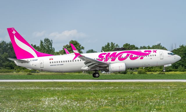 Boeing 737-800 (C-GDMP) - Swoop 106 arrives in Hamilton from Abottsford, British Columbia