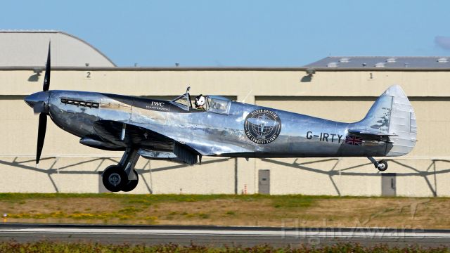 SUPERMARINE Spitfire (G-IRTY) - The Silver Spitfire on short final to Rwy 34L after a flight on 9.2.19. The aircraft was paying a visit to Historic Flight during it's around the world journey.