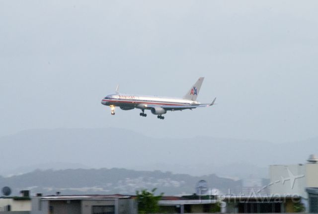 Boeing 757-200 — - On final rwy 8 San Juan Itnl (SJU). Taken from Intercontinental Hotel balcony.