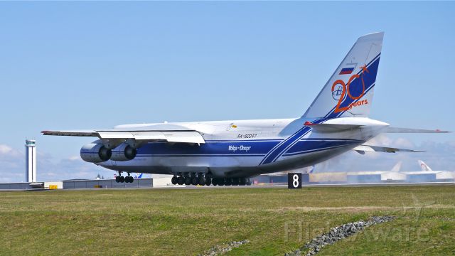 Antonov An-124 Ruslan (RA-82047) - VDA1684 from BIKF / KEF makes tire smoke on landing Rwy 34L on 3/23/14. (cn 9773053259121 / ln 07-01).
