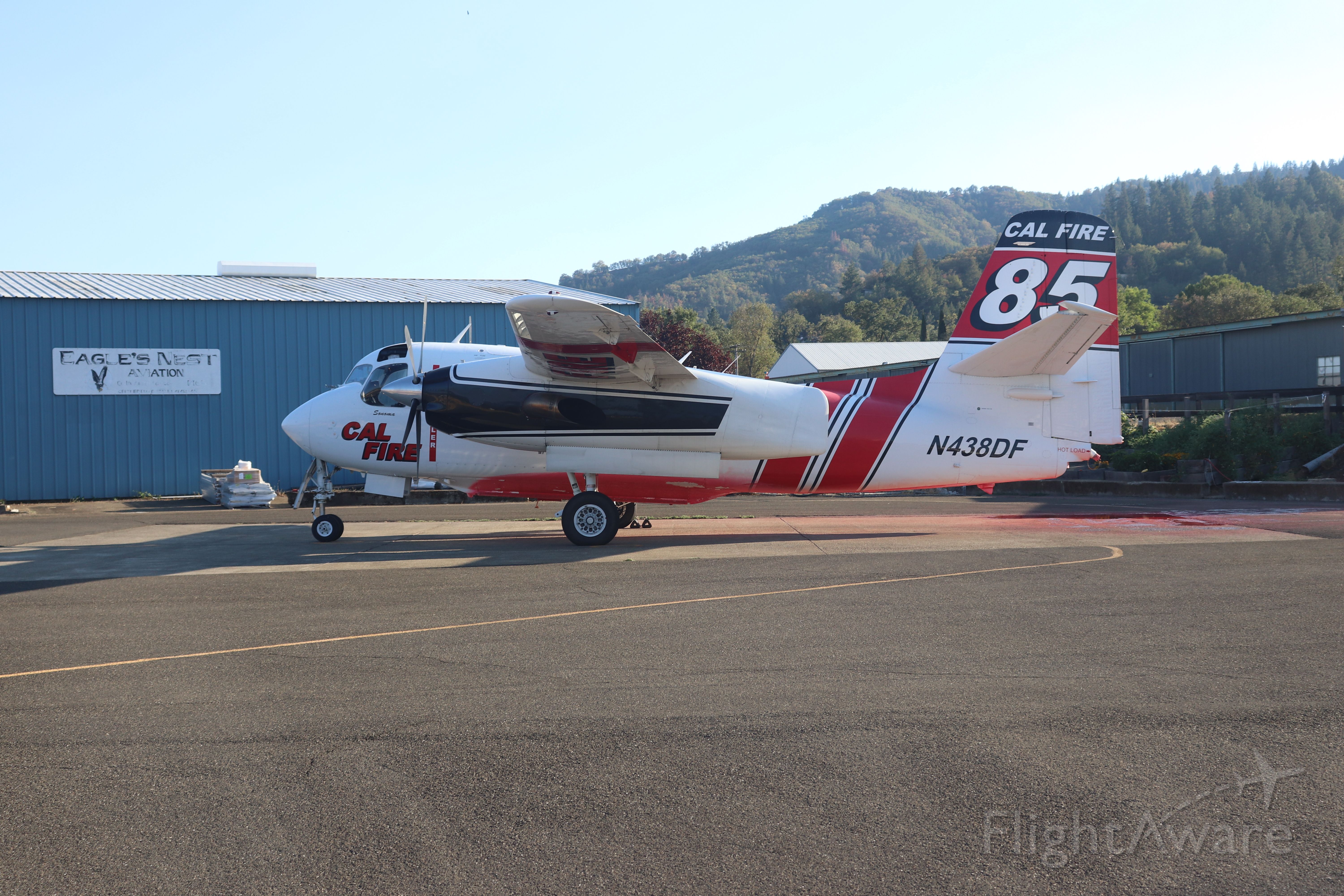 N438DF — - Cal fire Tanker 85 Sitting at Ukiah Air attack Base On a "Load And Hold" From The Hopkins fire In Calpella Ca