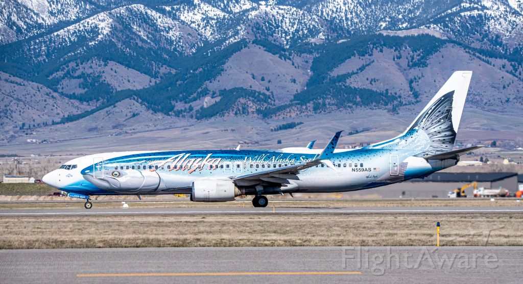 Boeing 737-800 (N559AS) - Flying salmon departing KBZN
