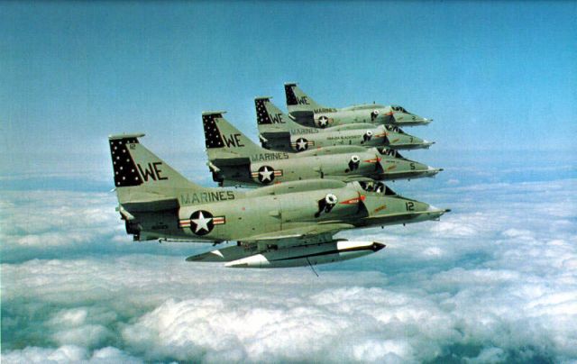SINGAPORE TA-4 Super Skyhawk — - 4 USMC A-4 Skyhawks in close formation
