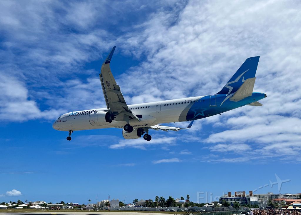 C-GOIE — - C-GOIE, a Airbus A321-271NX, coming into SXM over Maho Beach. 3/21/22. 