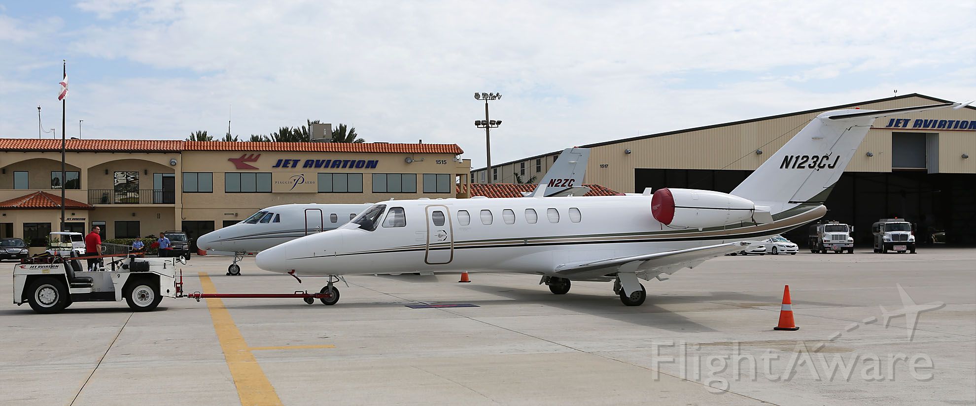 Cessna Citation CJ3 (N123CJ) - Great image of Cessna CJ at Jet Aviation ay KPBI - did not lend itself to 6 x 4 to retain atmosphere