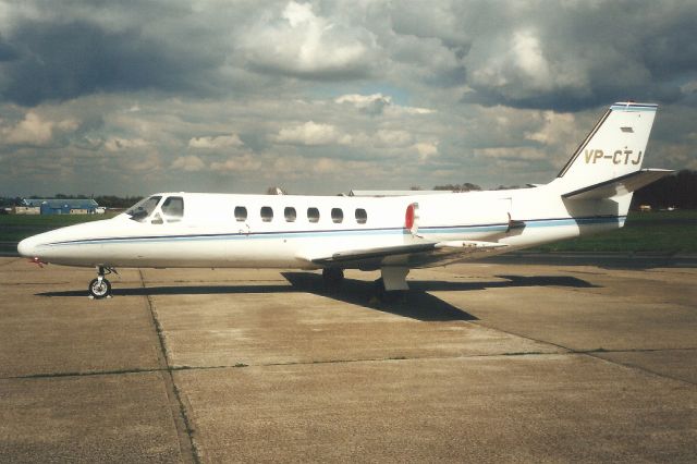 Cessna Citation II (VP-CTJ) - Seen here in Apr-00.br /br /Reregistered G-JBIZ 7-Nov-05.br /Registration cancelled 12-Jul-17 as permanently withdrawn from use.