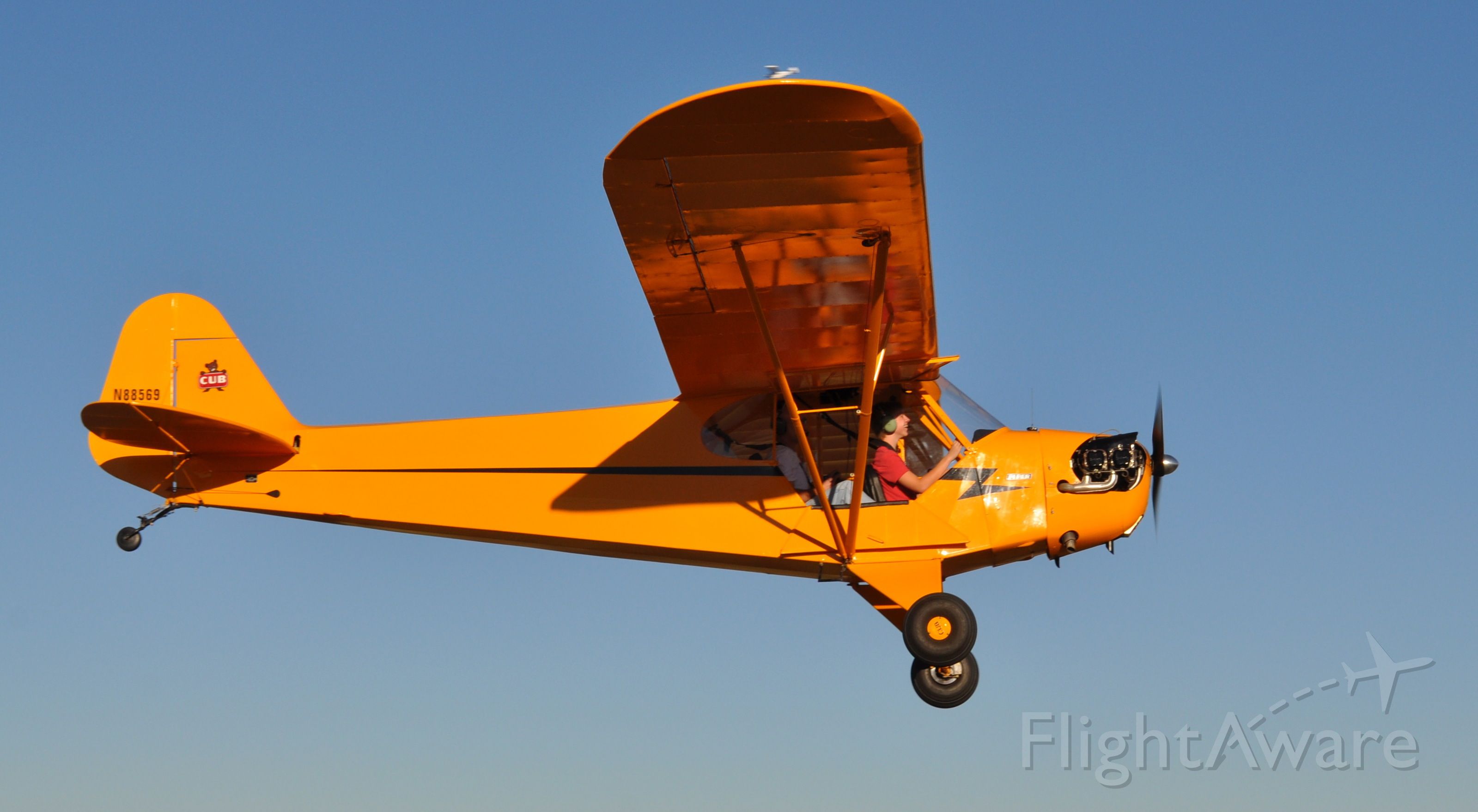 Piper NE Cub (N88569) - My son, with a huge smile on his face, experiencing his first flight (Young Eagle).