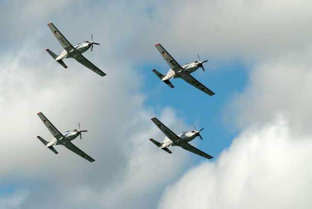 — — - 4 Pilatus PC-9M of the Irish Air Corps formation flying at the Bray Air Show 22/07/2012