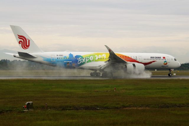 Airbus A350-900 (B-1083) - Air Chinas 2019 EXPO liverys shot on the wet 02L.br /TIPS:Select full-size and wait for a while for better view.