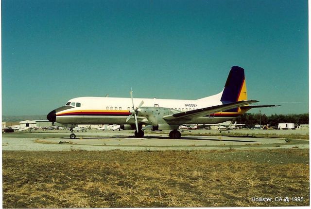 NAMC (1) YS-11 (N4206V) - KCVH - spotted at Hollister,CA in mid 1995. This twin turbo YS-11 was not here for very long.