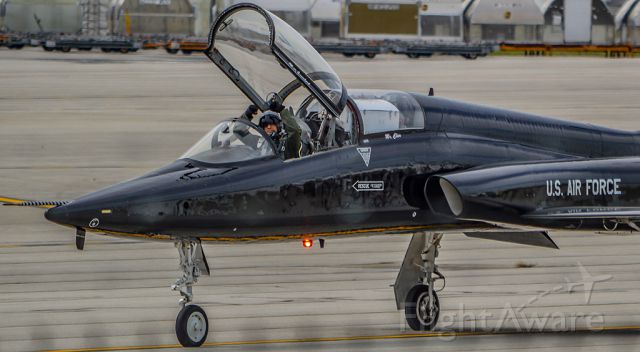 Northrop T-38 Talon (6713939) - One of 9 T-38s that took shelter at Rickenbacker to avoid damage from Hurricane Matthew. Seen here taxiing out to go back home to Langley AFB.