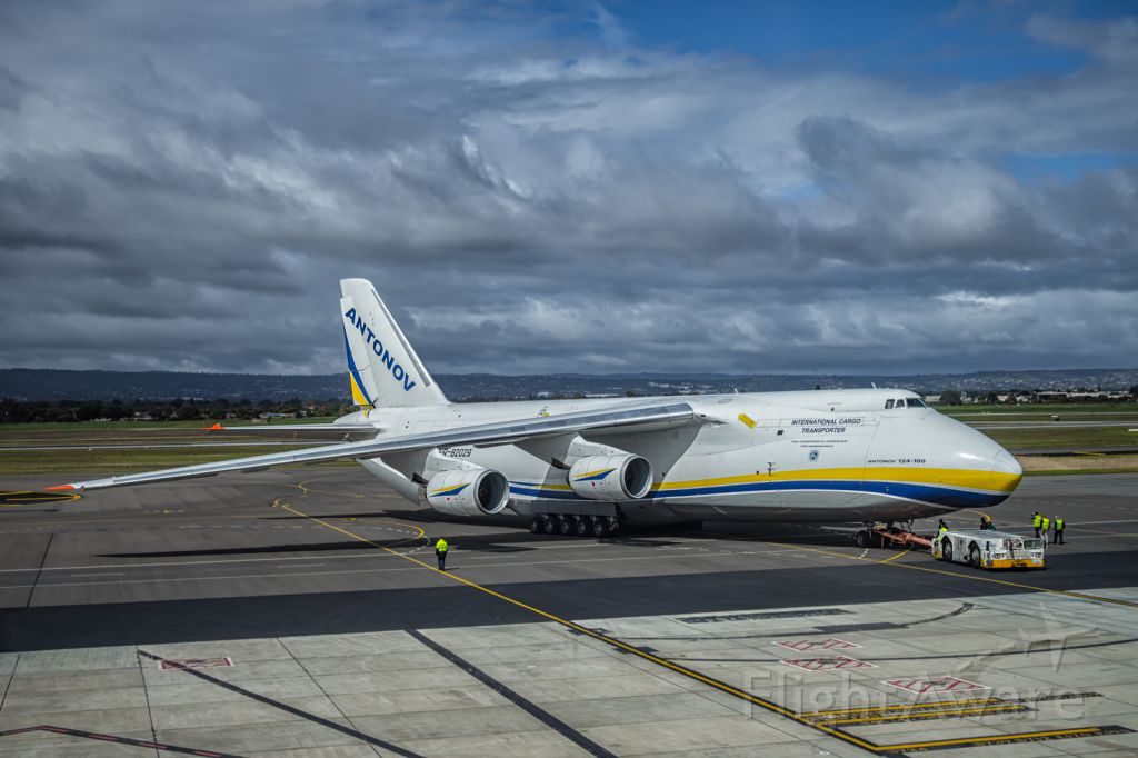 Antonov An-124 Ruslan (UR-82029) - After its short visit in Adelaide delivering flight simulators for the RAAF, it was time for the Antonov to fly out.