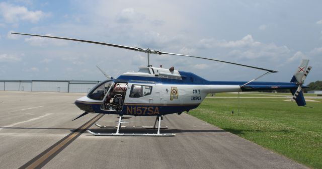 N157SA — - An Alabama Law Enforcement Agency Bell OH-58A Kiowa, operating with the Alabama State Highway Patrol, on the ramp at NW Alabama Regional Airport, Muscle Shoals, AL - June 28, 2018.