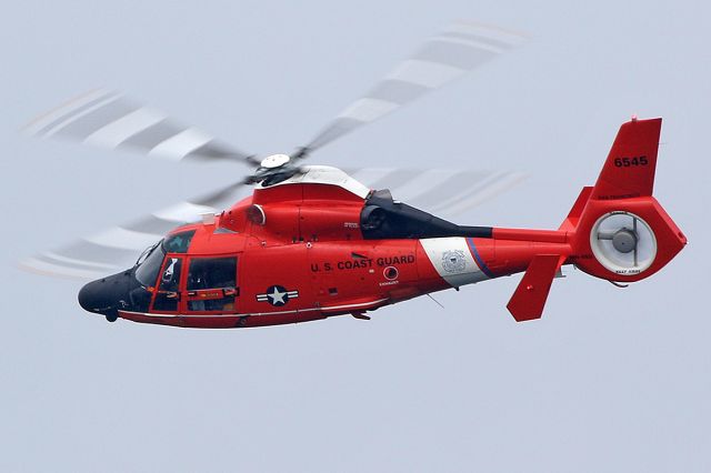 N6545 — - U.S. Coast Guard - Airbus Helicopters (Eurocopter) MH-65D Dolphin [6545 "San Francisco"] flying over Playa del Rey in Los Angeles County, California on Aug. 18, 2018.