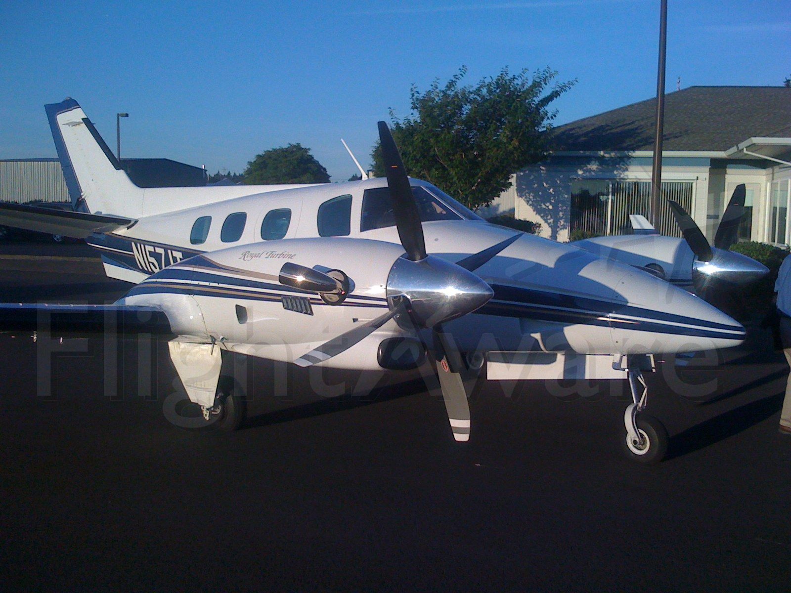 Beechcraft Duke (N157JT) - Royal Turbine in front of Columbia Aviation Association clubhouse