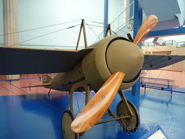 — — - World War I monoplane fighter aircraft at the Le Bourget Air and Space Museum, Paris.