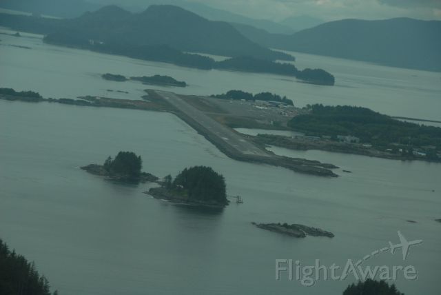 Cessna 310 (N6248Q) - Turning final for Sitka, AK