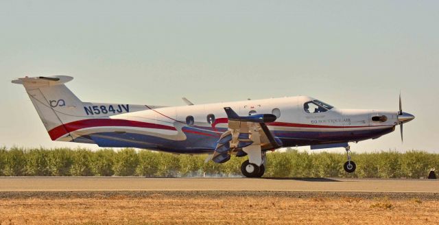 Pilatus PC-12 (N584JV) - Touching down at the Merced Regional Airport
