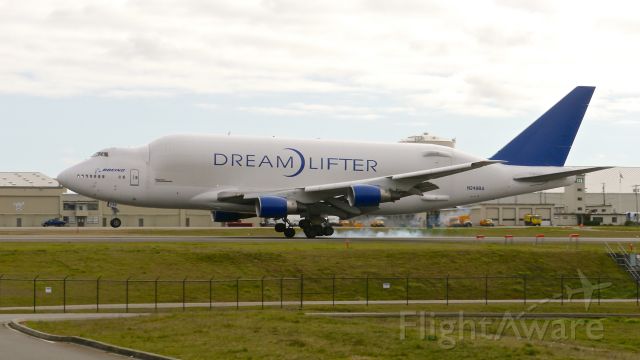 Boeing Dreamlifter (N249BA) - GTI4356 from KCHS lands on Rwy 34L on 3.20.18. (ln 766 / cn 24309).