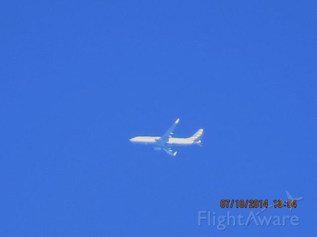 Boeing 737-800 (N812NN) - American flight 2292 from DFW to IAD over Baxter Springs KS (78KS) at 37,000 feet.