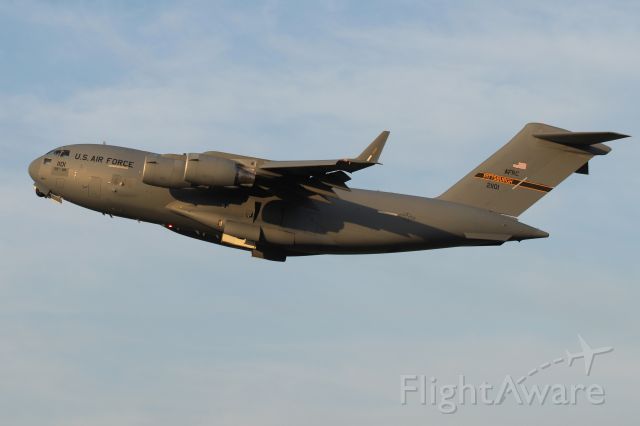 Boeing Globemaster III (02-1101) - 'Reach 748' from the 911th AW departing for Ramstein Air Base in Germany