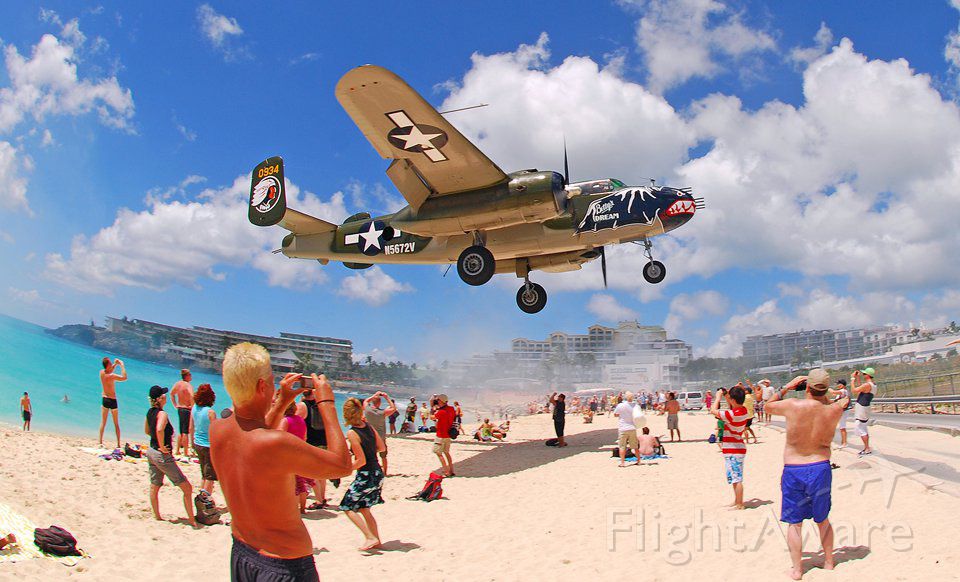 North American TB-25 Mitchell (N5672V) - Once in a lifetime opportunity to catch warbirds over Maho...March 2011