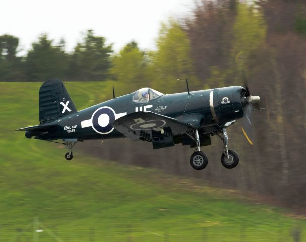 VOUGHT-SIKORSKY V-166 Corsair (C-GVWC) - Taking off in a very damp wet day.