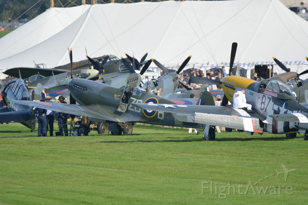 MULTIPLE — - North American T6 Havard/Texan, Bristol Blenheim, North American P51D Mustang, Hawker Hurricane and six Supermarine Spitfires at the Goodwood Revival Motor race meeting on 11 September 2015. br /The Blenheim, Hurricane and Spitfires were gathering for flights over southern England on 15 September as part of the 75th anniversary of the Battle of Britain.